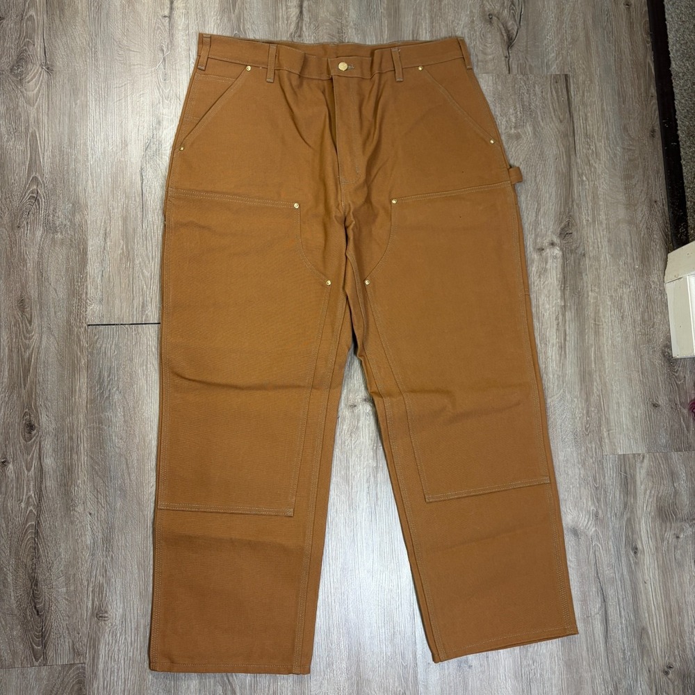 Carhartt Men Duck Double Knee Work Dungaree Pants B01-BRN 40x30 Loose Brown - Picture 1 of 6